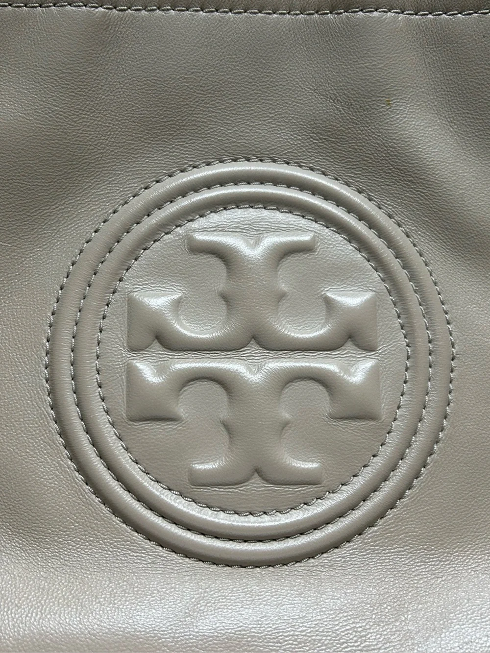 Tory Burch Taupe Leather Shoulder Bag with Tassel